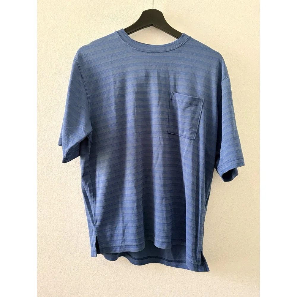 The North Face Men's Blue Striped Pocket T-Shirt Size Medium Modal Blend